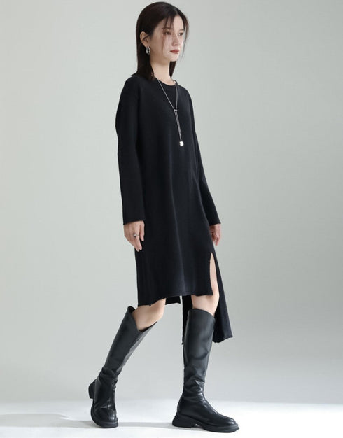 レイヤードアシンメトリーミディ丈ワンピース セーター ツーピース セット /レディース モレビー|モード系ファッションブランド