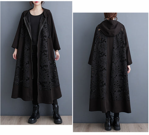 レースロングコート ブラック 黒 /レディース モレビー|モード系ファッションブランド