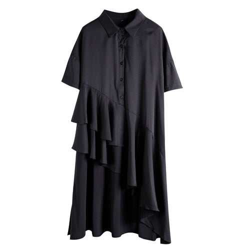 プリーツ仕様アシンメトリーロングシャツ /レディース モレビー|モード系ファッションブランド