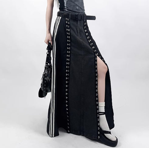 アシンメトリーロングデニムスカート おしゃれ モダン /レディース モレビー|モード系ファッションブランド