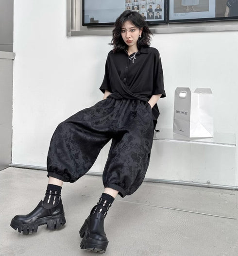 クロスヘム半袖シャツ/ブラウス ブラック /レディース モレビー|モード系ファッションブランド