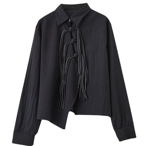 香港風アシンメトリーブラックシャツ /レディース モレビー|モード系ファッションブランド