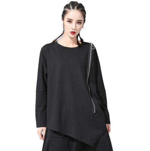 ヘムデザイン長袖ロングシャツ/カットソー アシンメトリー /レディース モレビー|モード系ファッションブランド