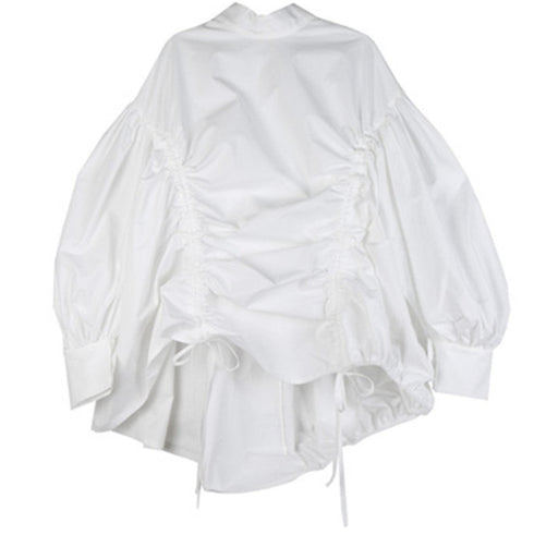 ギャザー仕様長袖ロングシャツ バルーンスリーブ ランタンスリーブ /レディース モレビー|モード系ファッションブランド