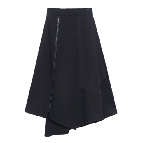 ファスナータイプアシンメトリーロングスカート モダン おしゃれ /レディース モレビー|モード系ファッションブランド