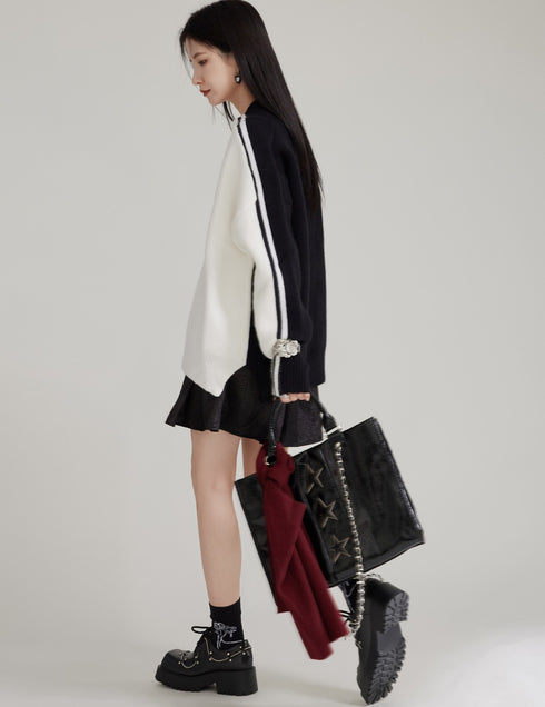 白黒ラインモノトーンセーター /レディース モレビー|モード系ファッションブランド