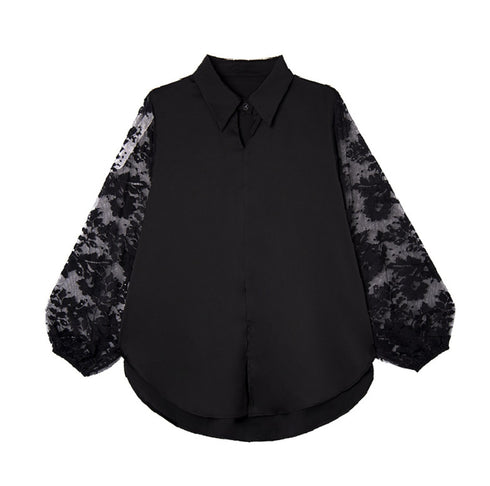 袖レースモダンブラックシャツ /レディース モレビー|モード系ファッションブランド
