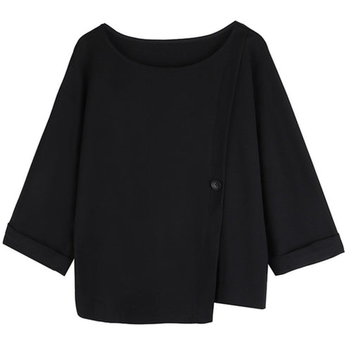 スリット入りアシンメトリー七分袖Tシャツ /レディース モレビー|モード系ファッションブランド