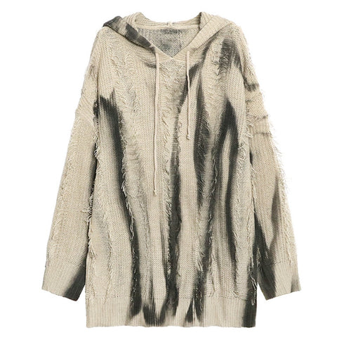 ストライプ調ダメージ加工ニットパーカー/スウェット /レディース モレビー|モード系ファッションブランド