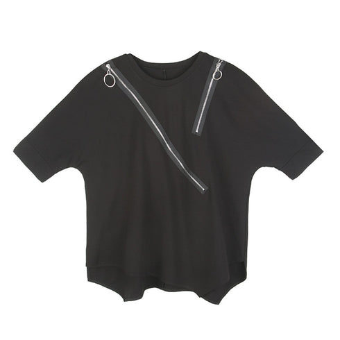 五分袖アシンメトリーTシャツ/カットソー /ユニセックス モレビー|モード系ファッションブランド