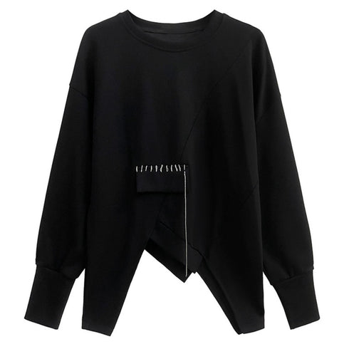 アシンメトリーデザインブラックスウェット/トレーナー おしゃれ /レディース モレビー|モード系ファッションブランド