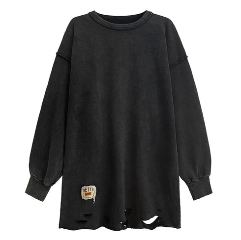 シック&モダンデザインダメージ加工スウェットシャツ /レディース モレビー|モード系ファッションブランド