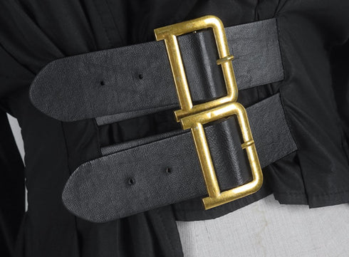 モダンアシンメトリーロングシャツ ブラック ホワイト /レディース モレビー|モード系ファッションブランド