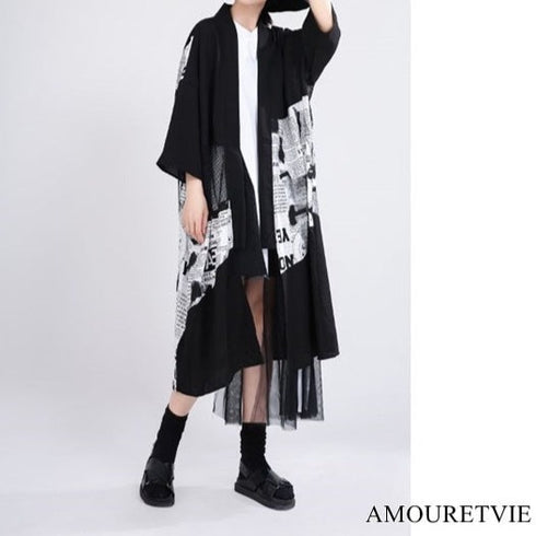 中性的 アウター ロング和風カーディガン 羽織 メッシュ /ユニセックス ・メンズ モレビー|モード系ファッションブランド