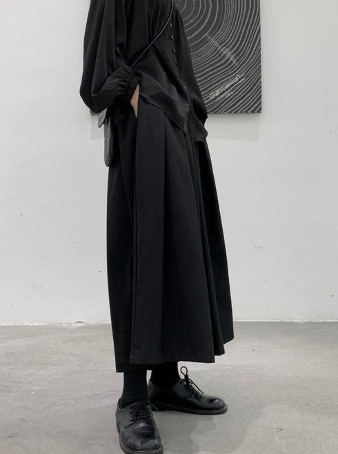 サルエルパンツ ワイドレッグパンツ ハーフパンツ ブラック /ユニセックス ・メンズ モレビー|モード系ファッションブランド