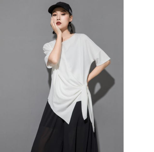 アシンメトリー半袖Tシャツ アシンメトリーカットソー /ユニセックス モレビー|モード系ファッションブランド