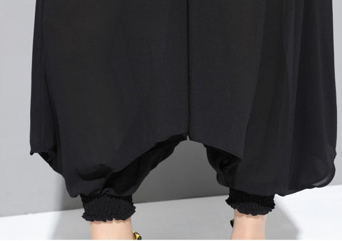 シースルーシフォンパンツ 黒 ブラック /レディース モレビー|モード系ファッションブランド