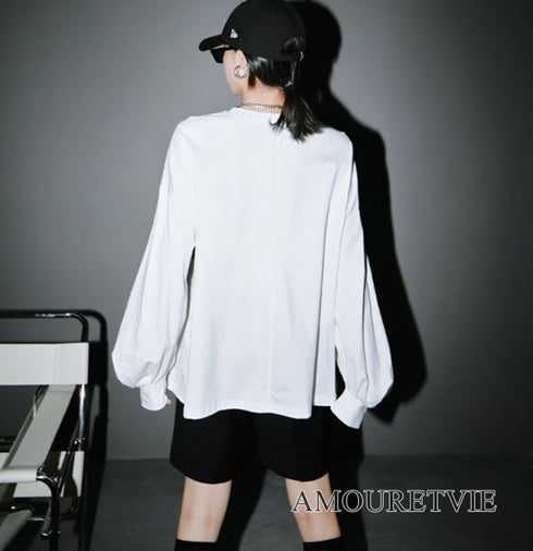 ロングTシャツ 長袖シャツ おしゃれ襟 セット モダン 白 ホワイト 黒 ブラック スタイリッシュ /レディース モレビー|モード系ファッションブランド