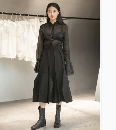 プリーツロングスカート スタイリッシュ モダン スマート /レディース モレビー|モード系ファッションブランド