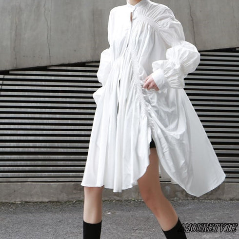 アシンメトリープリーツワンピース ビッグサイズ /レディース モレビー|モード系ファッションブランド