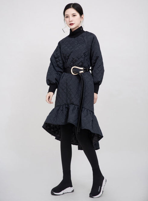 キルティングミディ丈ワンピース スタイリッシュ コットン /レディース モレビー|モード系ファッションブランド