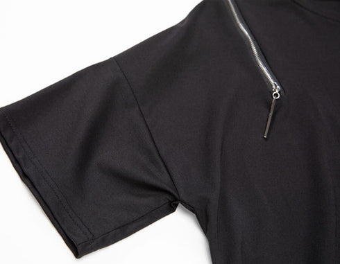 アシンメトリー半袖Tシャツ/カットソー ブラック ホワイト /レディース モレビー|モード系ファッションブランド