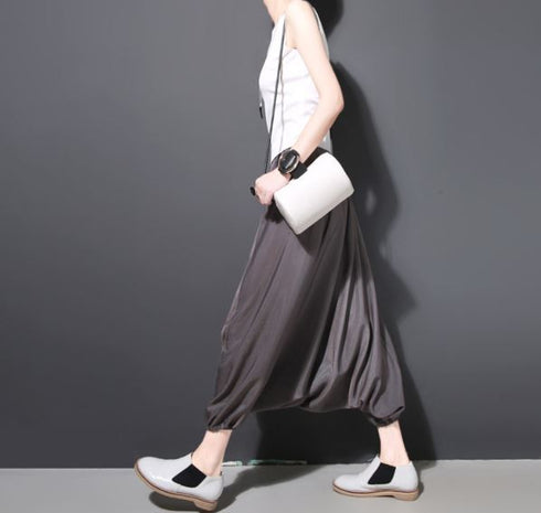 ガウチョパンツ サルエルパンツ アラジンパンツ グレー ブラック ゆったり /レディース モレビー|モード系ファッションブランド