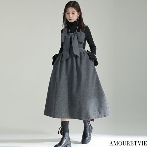 ビッグサイズリボンサロペット Aライン モダン おしゃれ /レディース モレビー|モード系ファッションブランド