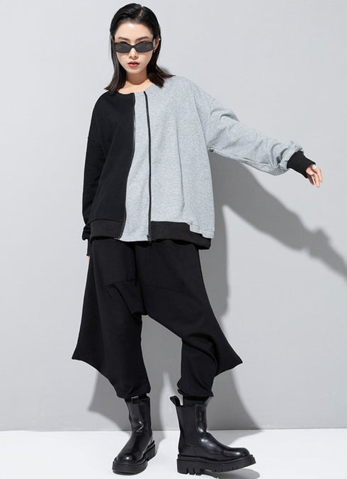 アシンメトリーバイカラーモノトーンスウェット/トレーナー /レディース モレビー|モード系ファッションブランド