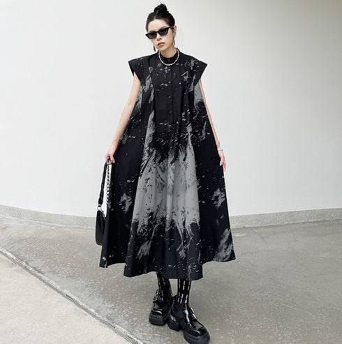 モノトーンノースリーブロングワンピース /レディース モレビー|モード系ファッションブランド