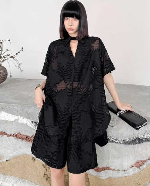 セットアップ 上下セット 半袖シャツ ショートパンツ メッシュ /レディース モレビー|モード系ファッションブランド