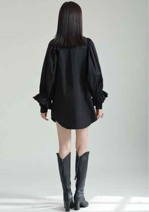 プリーツロングシャツ/ブラウス パフスリーブ ランタンスリーブ /レディース モレビー|モード系ファッションブランド