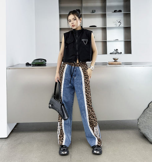 ヒョウ柄デザインモダンデニムジーンズ おしゃれ かわいい /レディース モレビー|モード系ファッションブランド