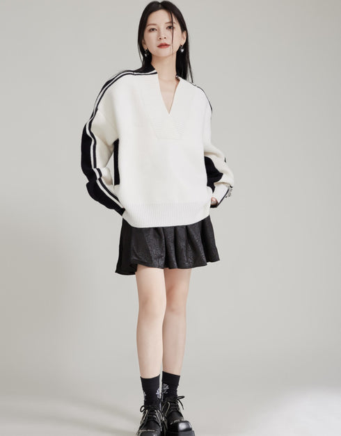 白黒ラインモノトーンセーター /レディース モレビー|モード系ファッションブランド