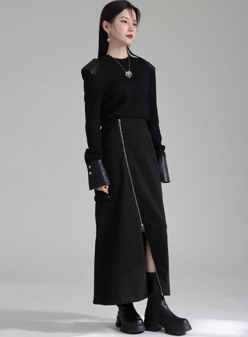 アシンメトリージッパーロングスカート /レディース モレビー|モード系ファッションブランド