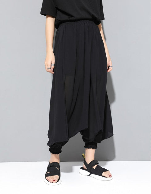 シースルーシフォンパンツ 黒 ブラック /レディース モレビー|モード系ファッションブランド
