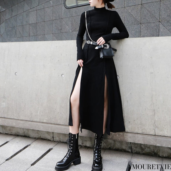 スリット入りアシンメトリーロングワンピース /レディース モレビー|モード系ファッションブランド