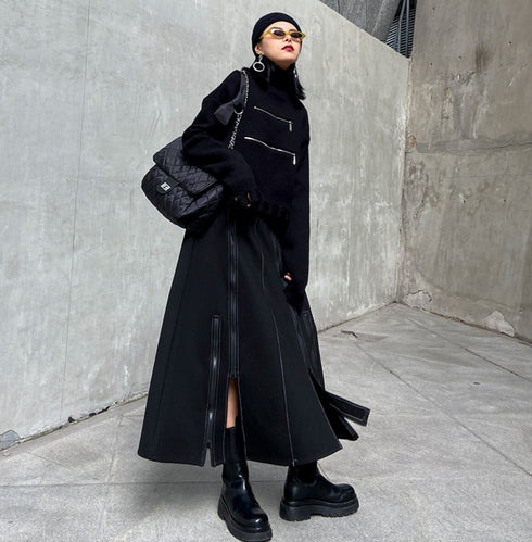 Aラインモダンロングスカート ブラック /レディース モレビー|モード系ファッションブランド