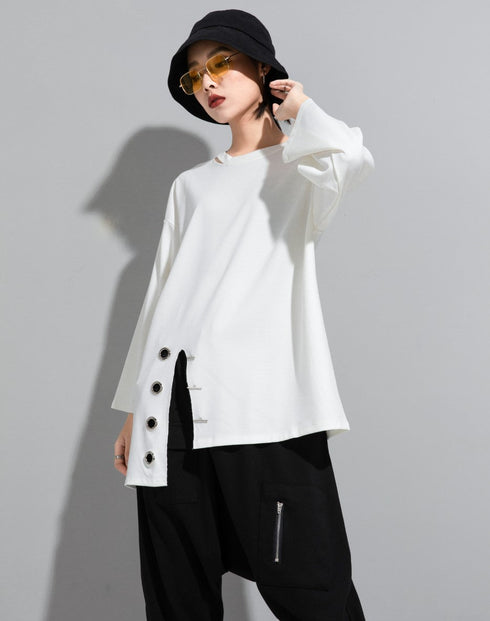 アシンメトリーリングデザインTシャツ/カットソー オーバーサイズ /レディース モレビー|モード系ファッションブランド