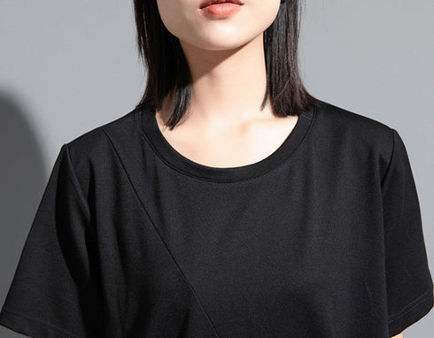 バイカラーTシャツ/カットソー アシンメトリー ギャザー /レディース モレビー|モード系ファッションブランド