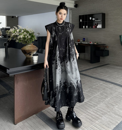 モノトーンノースリーブロングワンピース /レディース モレビー|モード系ファッションブランド