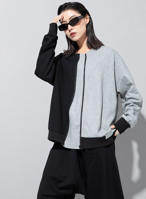 アシンメトリーバイカラーモノトーンスウェット/トレーナー /レディース モレビー|モード系ファッションブランド