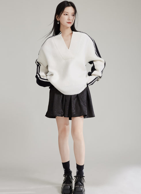 白黒ラインモノトーンセーター /レディース モレビー|モード系ファッションブランド