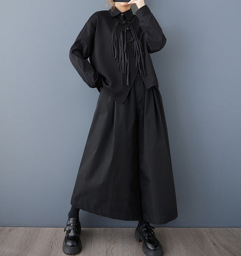 香港風アシンメトリーブラックシャツ /レディース モレビー|モード系ファッションブランド