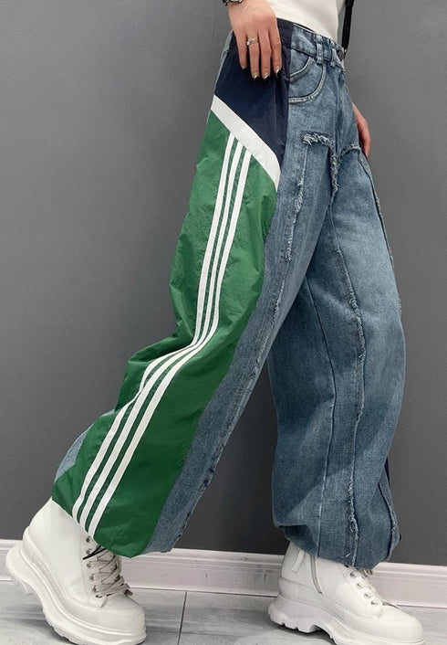 スリーラインアシンメトリーデニムジーンズ モダン ストリート /レディース モレビー|モード系ファッションブランド