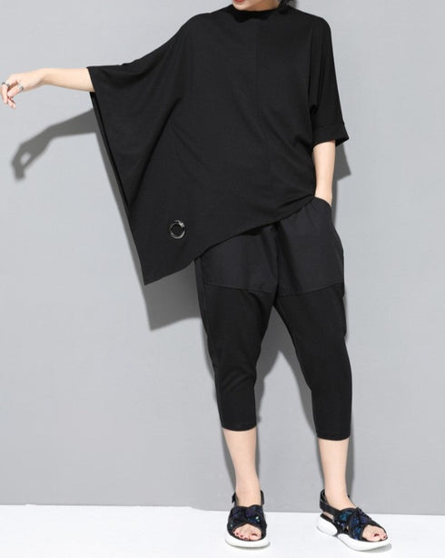 アシンメトリー七分袖Tシャツ オーバーサイズ オーバーシルエット /ユニセックス モレビー|モード系ファッションブランド