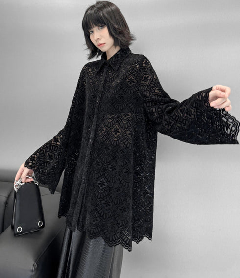 ルーズシルエットレース長袖シャツ /レディース モレビー|モード系ファッションブランド