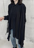 アシンメトリーモダンブラックロングシャツ /レディース モレビー|モード系ファッションブランド