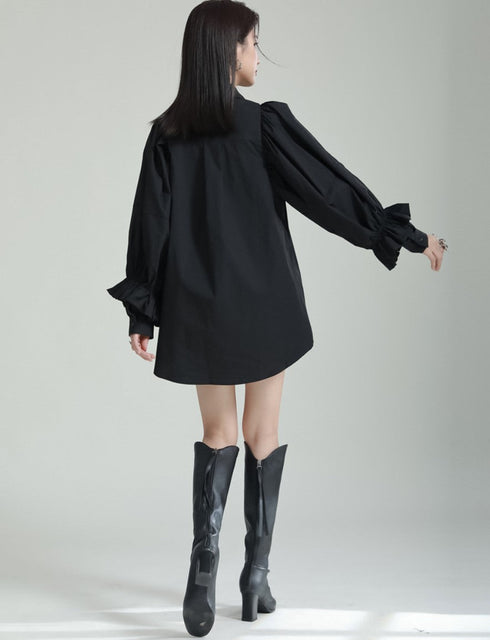 プリーツロングシャツ/ブラウス パフスリーブ ランタンスリーブ /レディース モレビー|モード系ファッションブランド