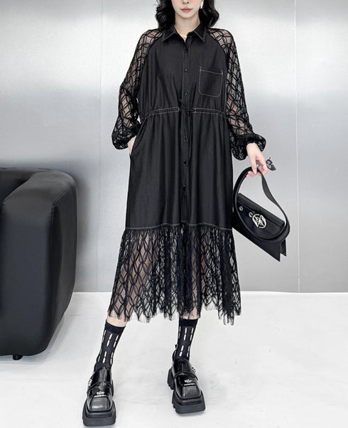 デニム&レース仕様ロングワンピース /レディース モレビー|モード系ファッションブランド